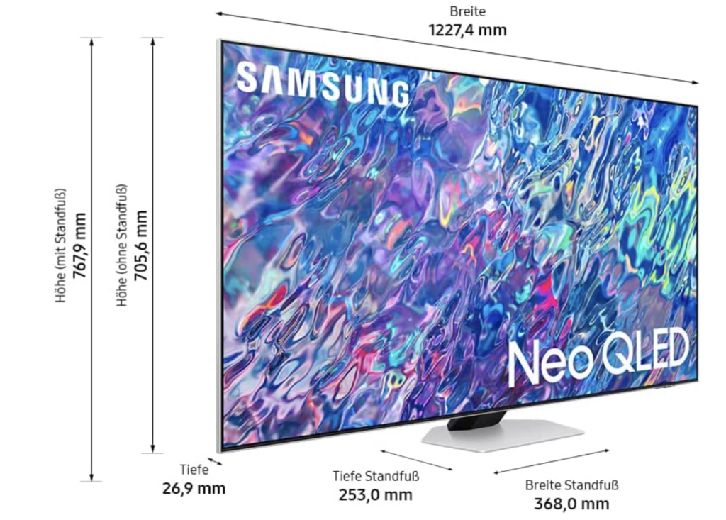 Samsung QN85B Masse und Design